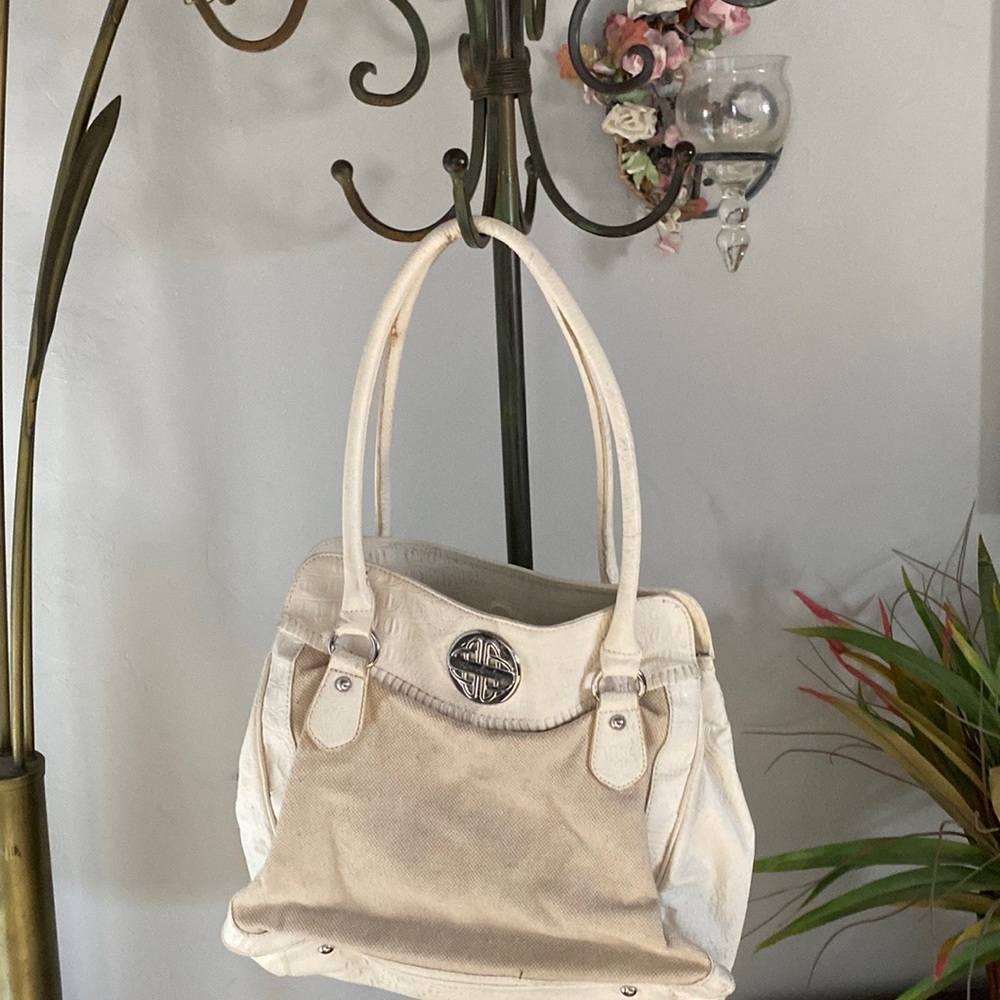 Kate Landry Tan Canvas/Leather Purse